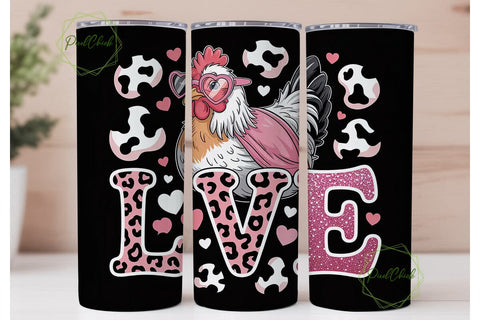 Girly Hen Love 20oz Tumbler Wrap Sublimation PixelChick 
