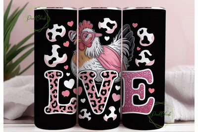 Girly Hen Love 20oz Tumbler Wrap Sublimation PixelChick 