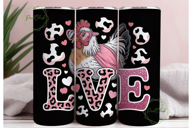 Girly Hen Love 20oz Tumbler Wrap Sublimation PixelChick 