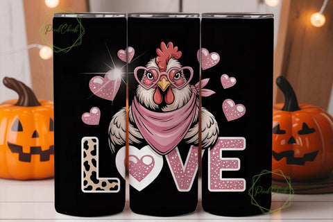 Girly Hen Love 20oz Tumbler Wrap Sublimation PixelChick 