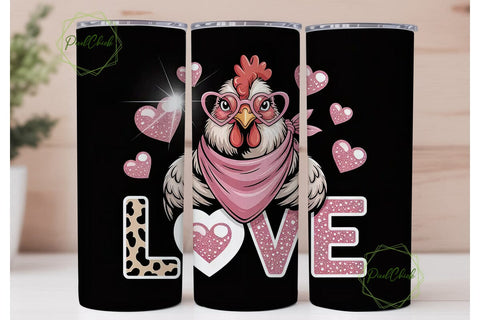 Girly Hen Love 20oz Tumbler Wrap Sublimation PixelChick 