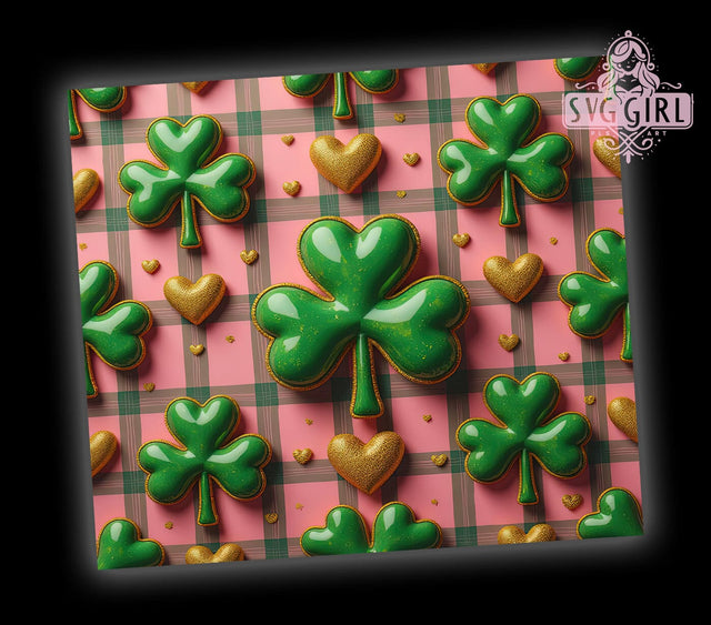 Girly Pink Clover 20oz Tumbler, St Patrick's Day Tumbler, Clover Tumbler Wrap, 20oz Tumbler Sublimation, Girly St Patricks Design, Pastel St Patricks, Pink Clover Design Sublimation SvggirlplusArt 