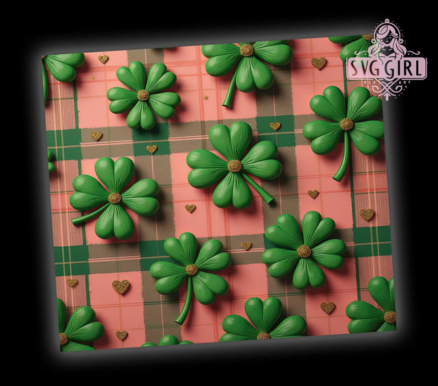 Girly Pink Clover 20oz Tumbler, St Patrick's Day Tumbler, Clover Tumbler Wrap, 20oz Tumbler Sublimation, Girly St Patricks Design, Pastel St Patricks, Pink Clover Design Sublimation SvggirlplusArt 