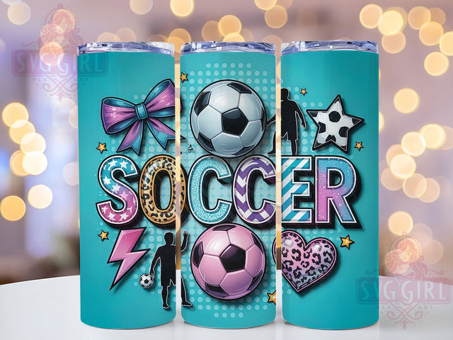 Girly Pink Coquette Soccer Tumbler Wrap, Soccer Bow Tumbler, Girly Game Day Wrap, In My Soccer Era, Aesthetic Soccer PNG, 20oz Skinny Tumbler, Pink Soccer Tumbler Sublimation SvggirlplusArt 