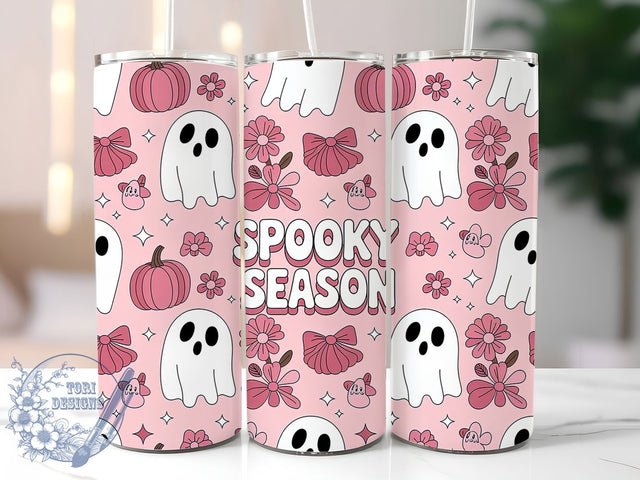 Girly Pink Ghost Halloween Tumbler Wrap, Pink Coquette Wrap, Ghost Halloween Cup, 20Oz Sublimation Design, Cute Pink Ghost Drinkware, Spooky Season Tumbler, Pastel Halloween Mug Sublimation ToriDesigns 
