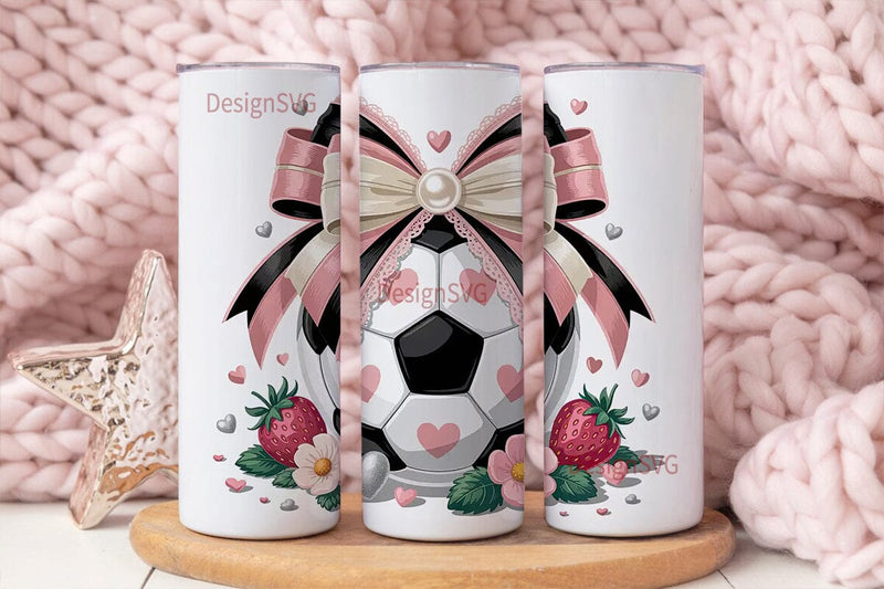 Girly Soccer 20oz Tumbler Wrap Sublimation DesignSVG 