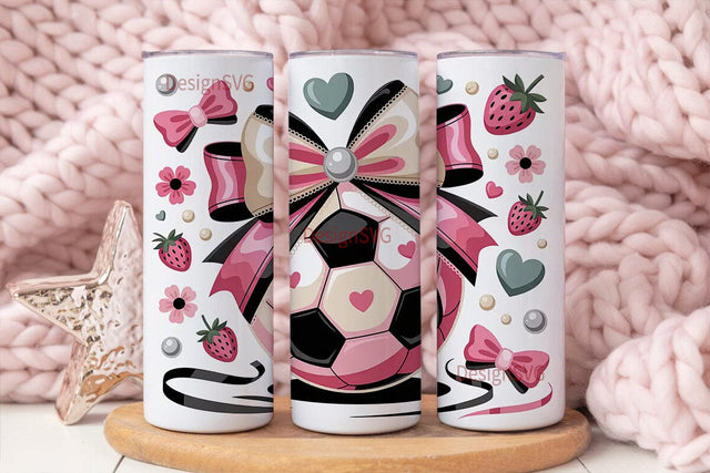 Girly Soccer 20oz Tumbler Wrap Sublimation DesignSVG 