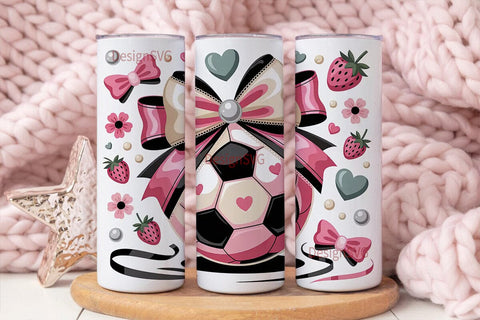 Girly Soccer 20oz Tumbler Wrap Sublimation DesignSVG 