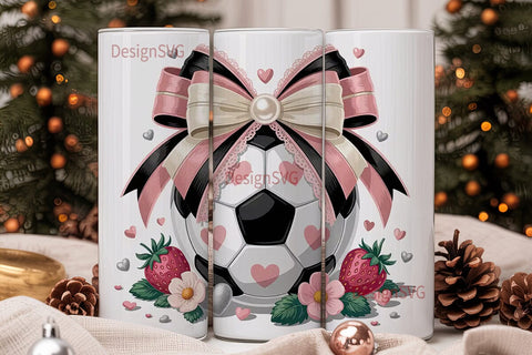Girly Soccer 20oz Tumbler Wrap Sublimation DesignSVG 