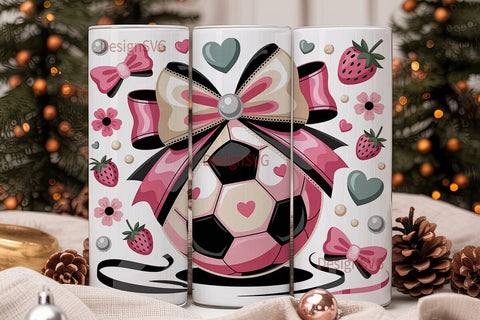 Girly Soccer 20oz Tumbler Wrap Sublimation DesignSVG 