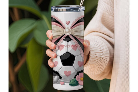 Girly Soccer 20oz Tumbler Wrap Sublimation DesignSVG 