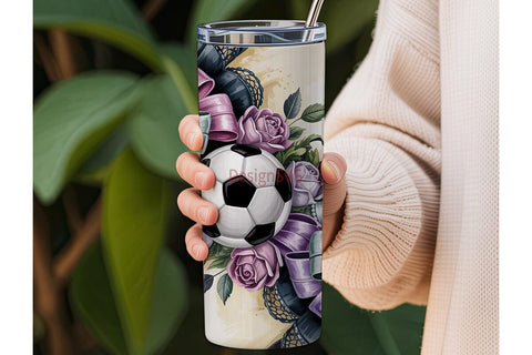 Girly Soccer Ball 20oz Tumbler Wrap Sublimation DesignSVG 
