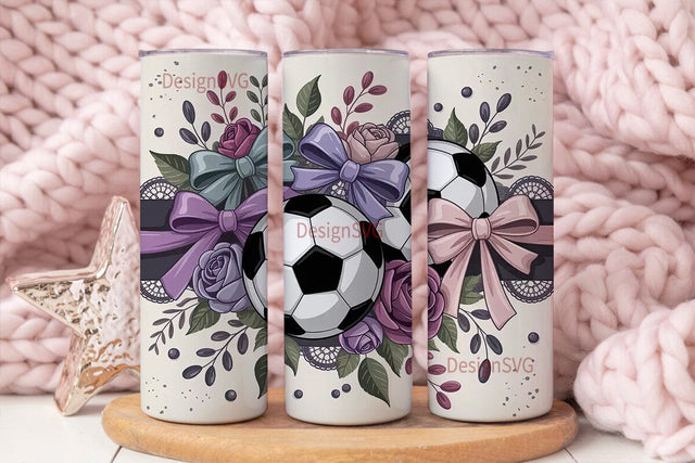 Girly Soccer Ball 20oz Tumbler Wrap Sublimation DesignSVG 