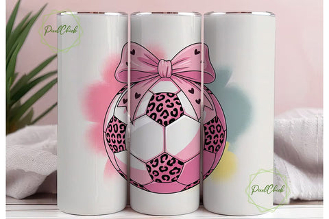 Girly Soccer Ball 20oz Tumbler Wrap Sublimation PixelChick 