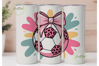 Girly Soccer Ball 20oz Tumbler Wrap Sublimation PixelChick 
