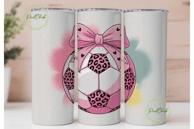Girly Soccer Ball 20oz Tumbler Wrap Sublimation PixelChick 