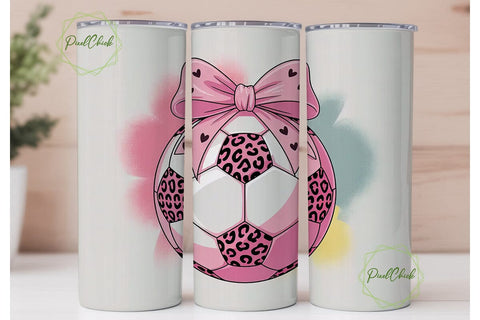Girly Soccer Ball 20oz Tumbler Wrap Sublimation PixelChick 