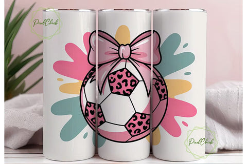 Girly Soccer Ball 20oz Tumbler Wrap Sublimation PixelChick 
