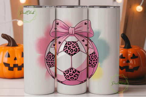 Girly Soccer Ball 20oz Tumbler Wrap Sublimation PixelChick 
