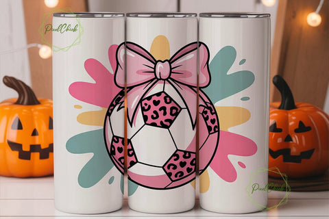 Girly Soccer Ball 20oz Tumbler Wrap Sublimation PixelChick 