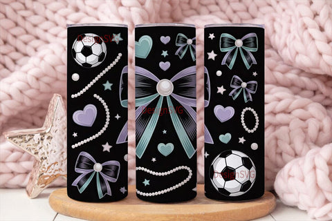 Girly Soccer Bow 20oz Tumbler Wrap Sublimation DesignSVG 
