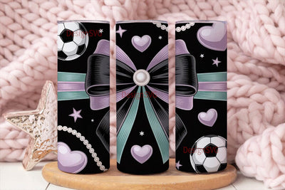 Girly Soccer Bow 20oz Tumbler Wrap Sublimation DesignSVG 