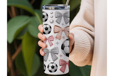 Girly Soccer Bows 20oz Tumbler Wrap Sublimation DesignSVG 
