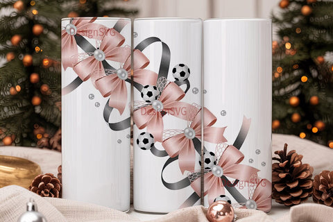 Girly Soccer Bows 20oz Tumbler Wrap Sublimation DesignSVG 