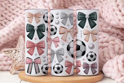Girly Soccer Bows 20oz Tumbler Wrap Sublimation DesignSVG 