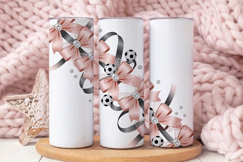 Girly Soccer Bows 20oz Tumbler Wrap Sublimation DesignSVG 