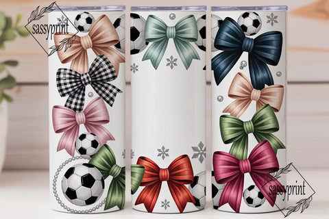 Girly Soccer Bows 20oz Tumbler Wrap Sublimation sassyprint 