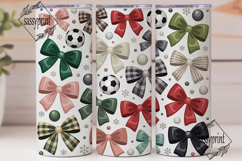 Girly Soccer Bows 20oz Tumbler Wrap Sublimation sassyprint 