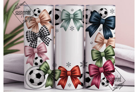 Girly Soccer Bows 20oz Tumbler Wrap Sublimation sassyprint 