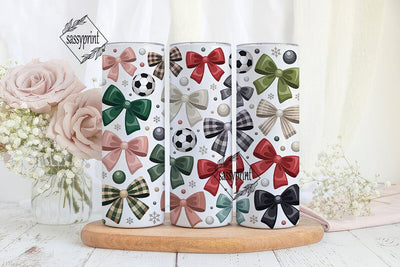 Girly Soccer Bows 20oz Tumbler Wrap Sublimation sassyprint 