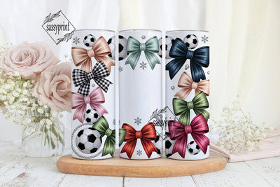 Girly Soccer Bows 20oz Tumbler Wrap Sublimation sassyprint 