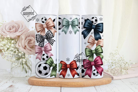 Girly Soccer Bows 20oz Tumbler Wrap Sublimation sassyprint 