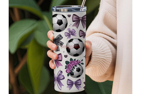Girly Soccer Tumbler Wrap PNG Sublimation DesignSVG 