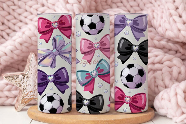 Girly Soccer Tumbler Wrap PNG Sublimation DesignSVG 