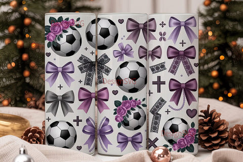 Girly Soccer Tumbler Wrap PNG Sublimation DesignSVG 