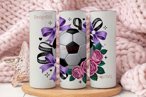 Girly Soccer Tumbler Wrap PNG Sublimation DesignSVG 