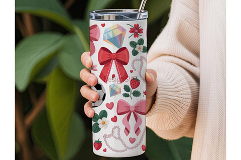 Girly Soccer Tumbler Wrap Sublimation DesignSVG 