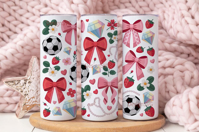 Girly Soccer Tumbler Wrap Sublimation DesignSVG 