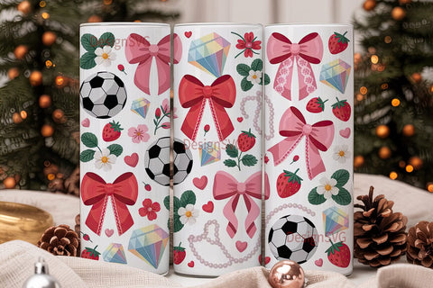 Girly Soccer Tumbler Wrap Sublimation DesignSVG 