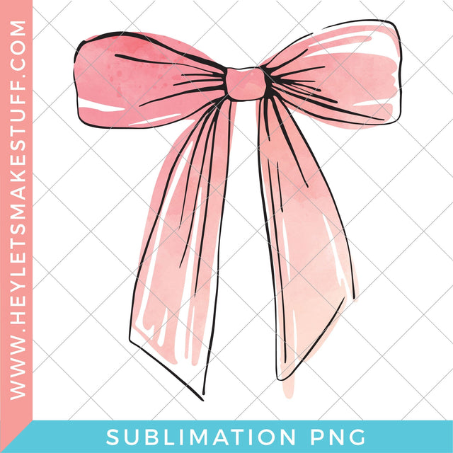 Girly Watercolor Bow - Sublimation Sublimation Hey Let's Make Stuff 