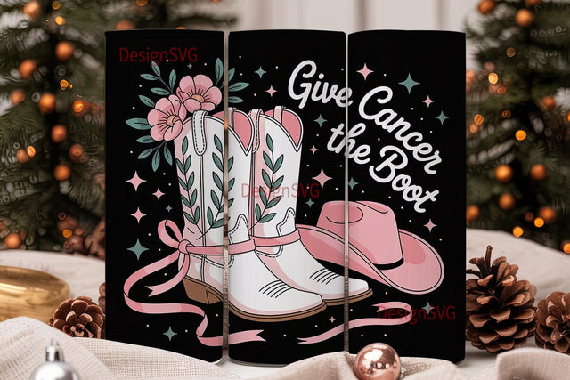 Give Cancer The Boot 20oz Tumbler Wrap Sublimation DesignSVG 