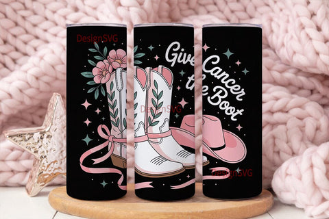 Give Cancer The Boot 20oz Tumbler Wrap Sublimation DesignSVG 
