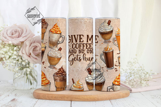 Give me coffee and no one gets hurt 20 oz skinny tumbler png, tumbler wrap png, 20 oz tumbler designs, tumbler png download Sublimation sassyprint 
