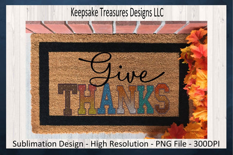 Give Thanks, Fall Autumn Faux Embroidery Letters, Sublimation PNG, Autumn Tess, Digital Download Sublimation Keepsake Treasures Designs LLC. 