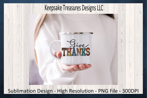 Give Thanks, Fall Autumn Faux Embroidery Letters, Sublimation PNG, Autumn Tess, Digital Download Sublimation Keepsake Treasures Designs LLC. 