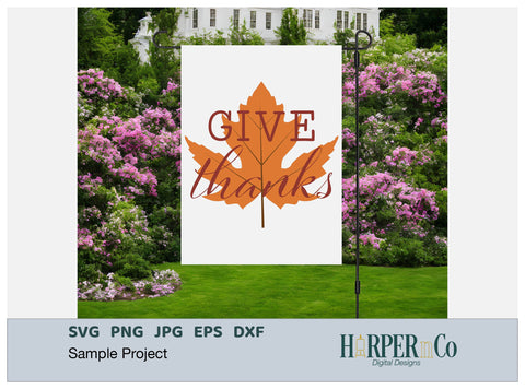 Give Thanks Leaf SVG PNG Cut EPS File SVG HarperNCo 